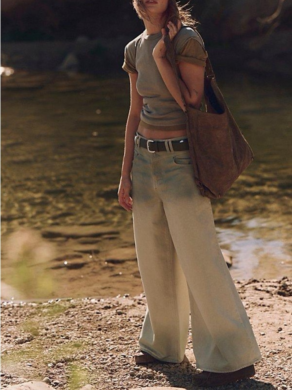 Free people we the free give and take baggy wide leg jeans key lime pie